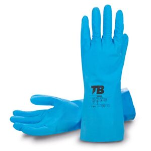 GUANTE QUÍMICO DE NITRILO AZUL INTERIOR CLORINADO  (COD.:9008)