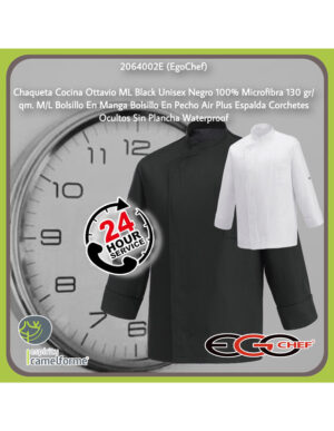 CHAQUETA COCINA OTTAVIO ML BLACK  (COD.:2064002E)