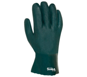 GUANTE  PVC DOBLE CAPA S/SOPORTE DE ALGODÓN LARGO 27 CM., VERDE  (COD.:5627)