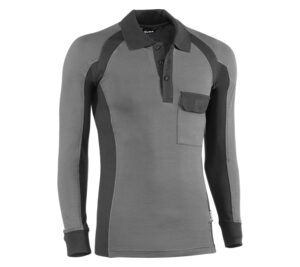 POLO PIQUÉ MANGA LARGA CON BOLSILLO EN EL PECHO.  CON DETALLES NEGROS  (COD.:671)