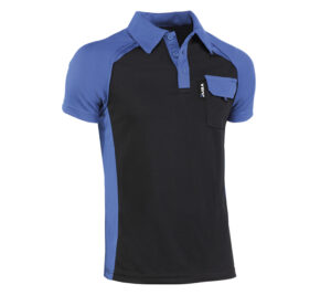 POLO TRANSPIRABLE MANGA CORTA BOLSILLO PECHO NEGRO CON DETALLES AZULINA  (COD.:994)
