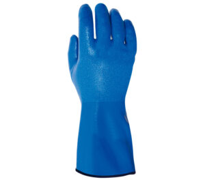 GUANTE  NITRILO ESPECIAL S/SOPORTE DE ALGODÓN CON FORRO TÉRMICO LARGO 30 CM., AZUL.  (COD.:G630W)