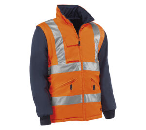 CAZADORA DESMONTABLE/REVERSIBLE NARANJA FLÚOR/MARINO  (COD.:HV710)